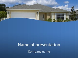 A House With A Blue Wave In Front Of It PowerPoint Template
