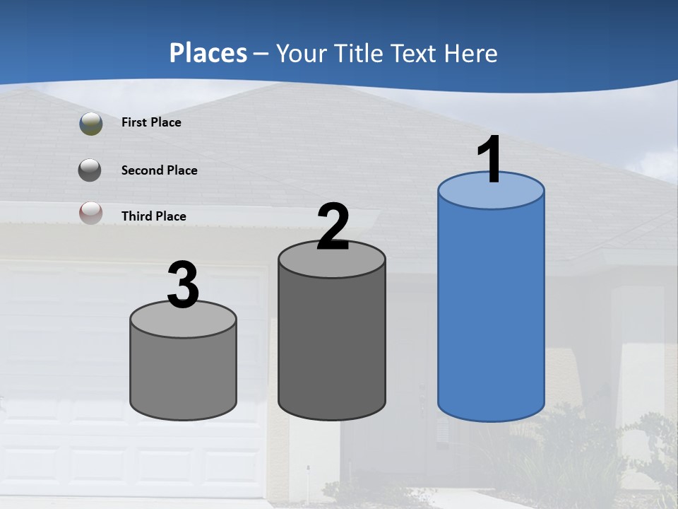 A House With A Blue Wave In Front Of It PowerPoint Template