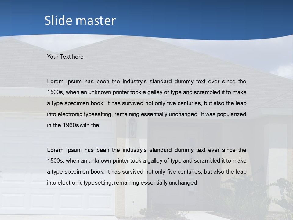 A House With A Blue Wave In Front Of It PowerPoint Template