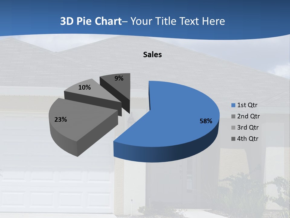 A House With A Blue Wave In Front Of It PowerPoint Template