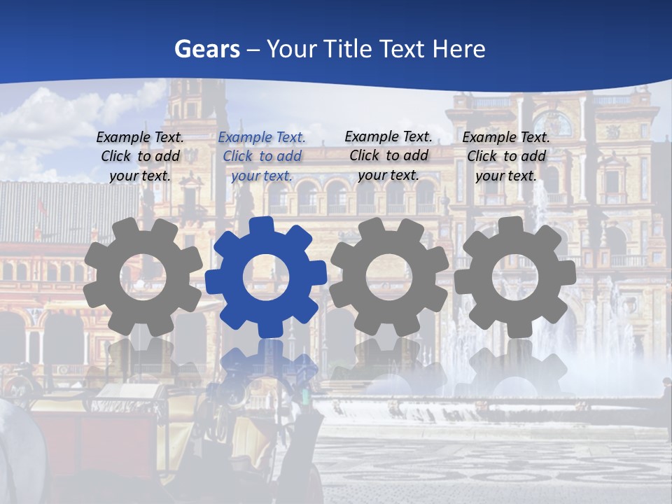 A Horse Drawn Carriage In Front Of A Large Building PowerPoint Template