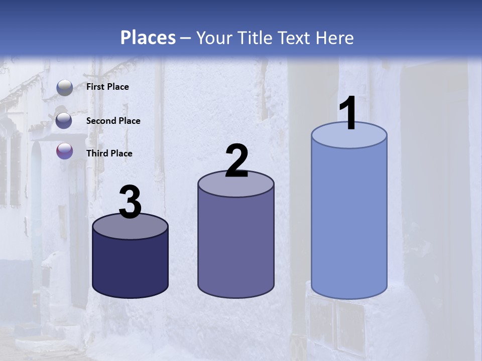 A Blue Building With A Clock On The Side Of It PowerPoint Template