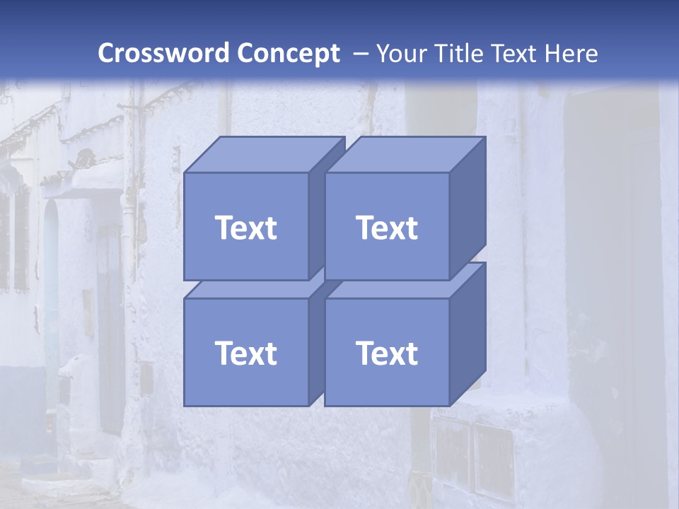 A Blue Building With A Clock On The Side Of It PowerPoint Template