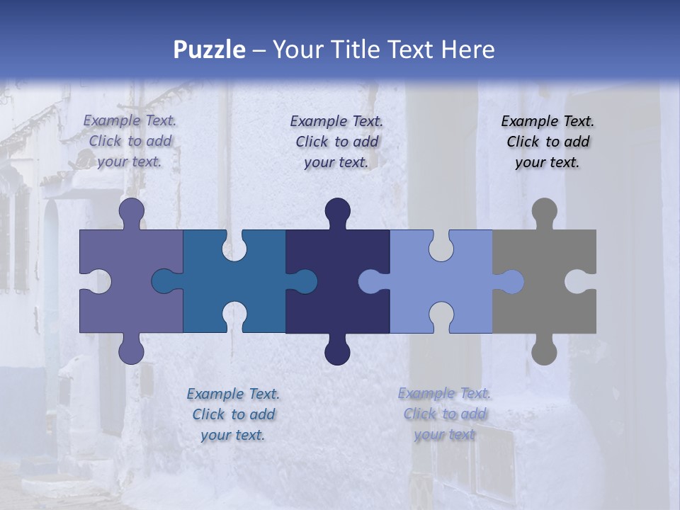 A Blue Building With A Clock On The Side Of It PowerPoint Template