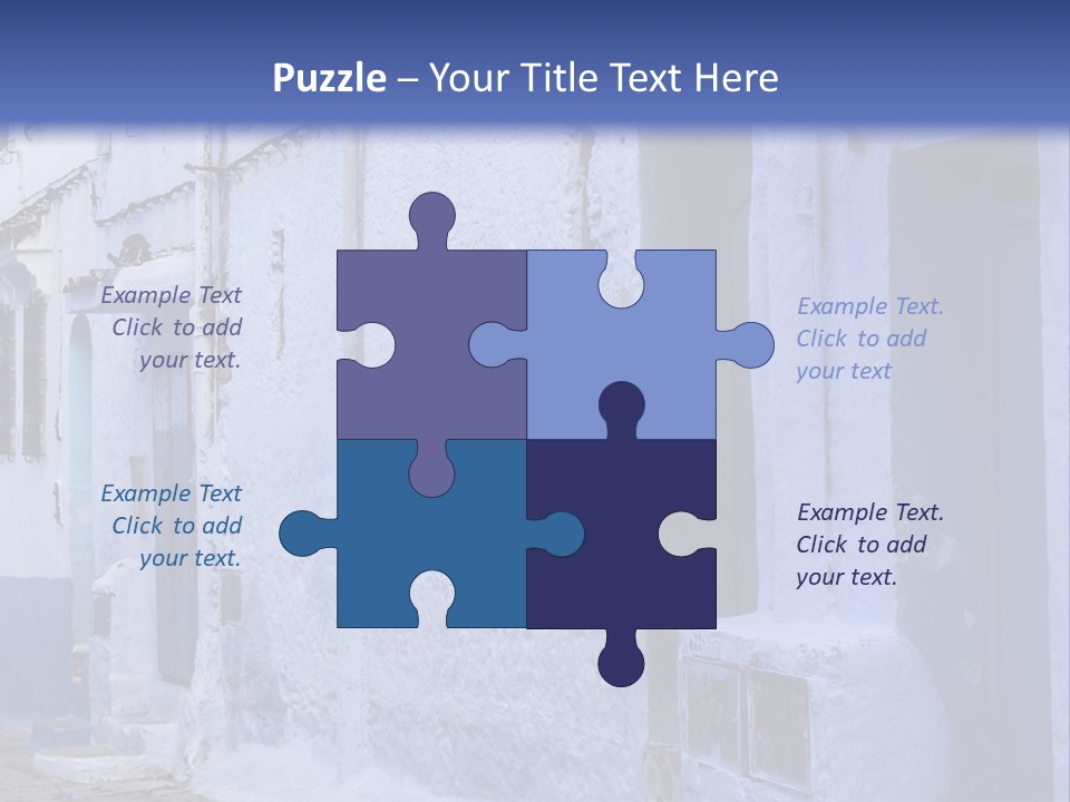 A Blue Building With A Clock On The Side Of It PowerPoint Template