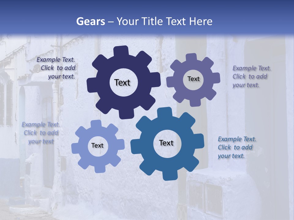 A Blue Building With A Clock On The Side Of It PowerPoint Template