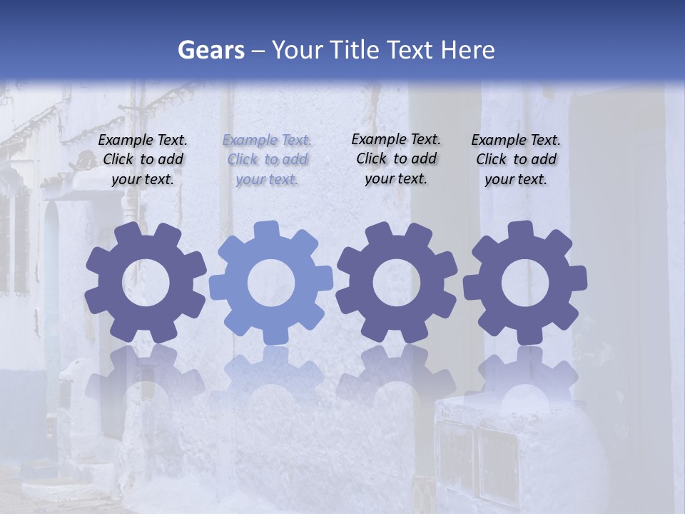 A Blue Building With A Clock On The Side Of It PowerPoint Template