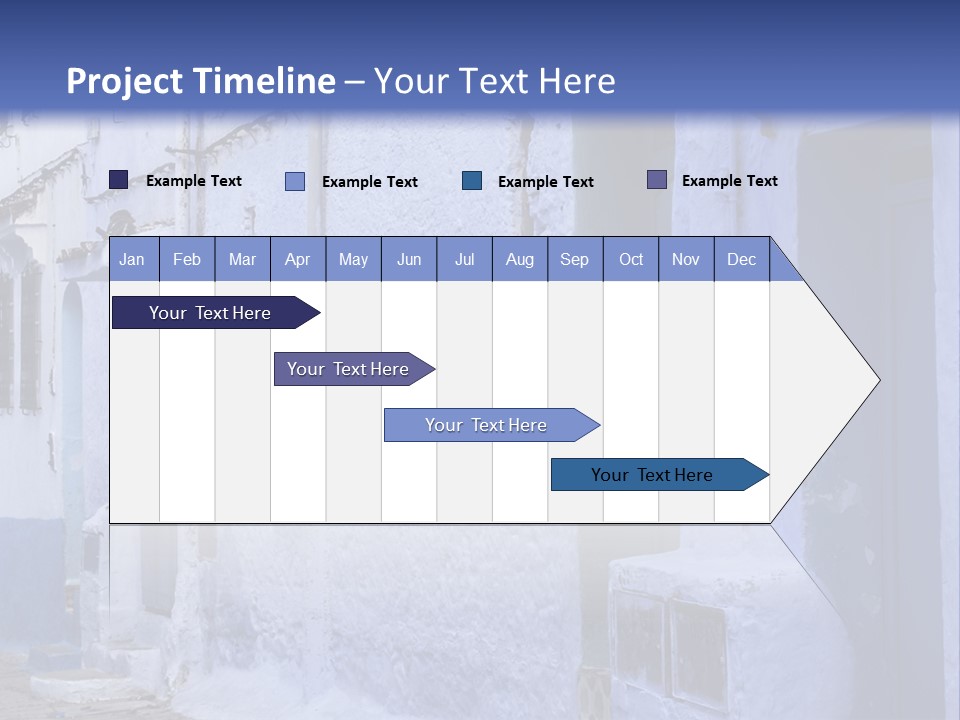 A Blue Building With A Clock On The Side Of It PowerPoint Template