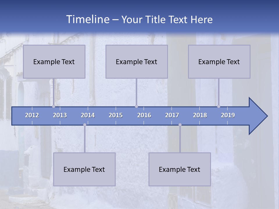 A Blue Building With A Clock On The Side Of It PowerPoint Template
