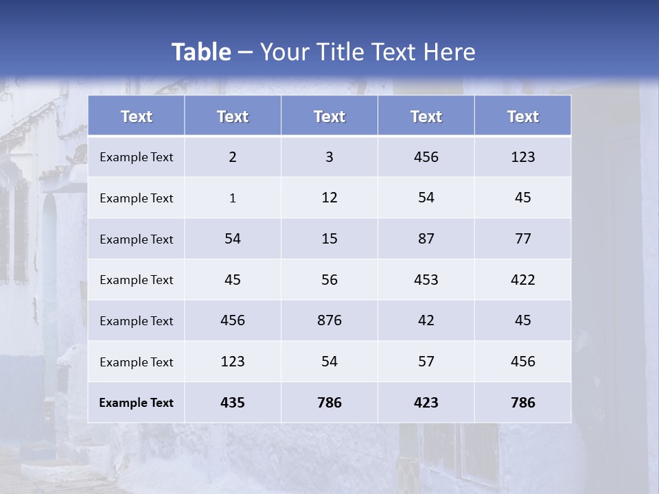 A Blue Building With A Clock On The Side Of It PowerPoint Template