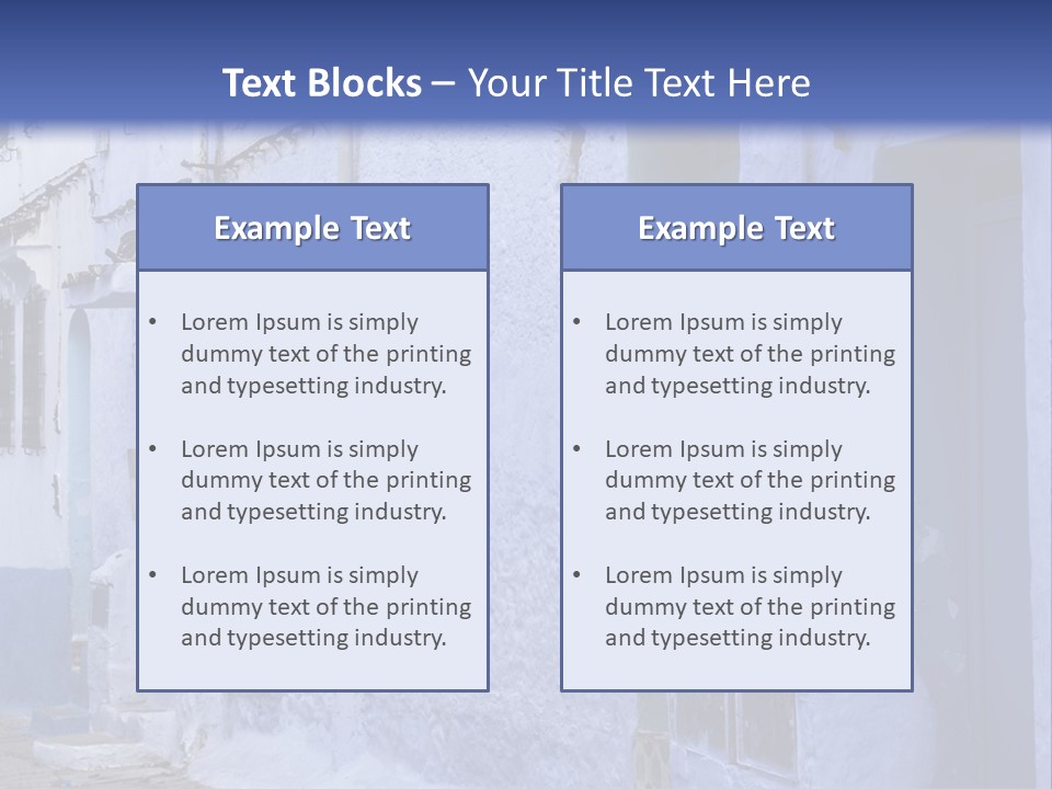 A Blue Building With A Clock On The Side Of It PowerPoint Template