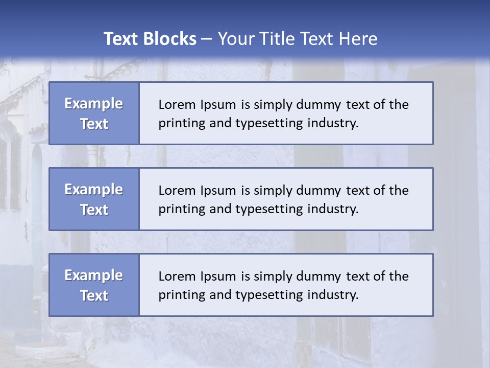 A Blue Building With A Clock On The Side Of It PowerPoint Template