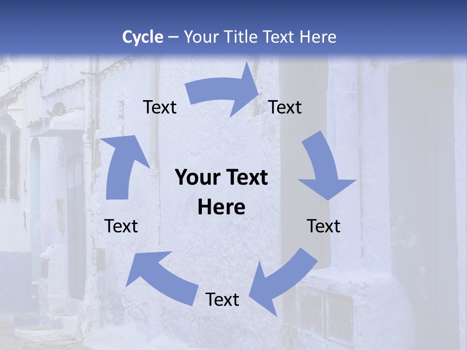 A Blue Building With A Clock On The Side Of It PowerPoint Template