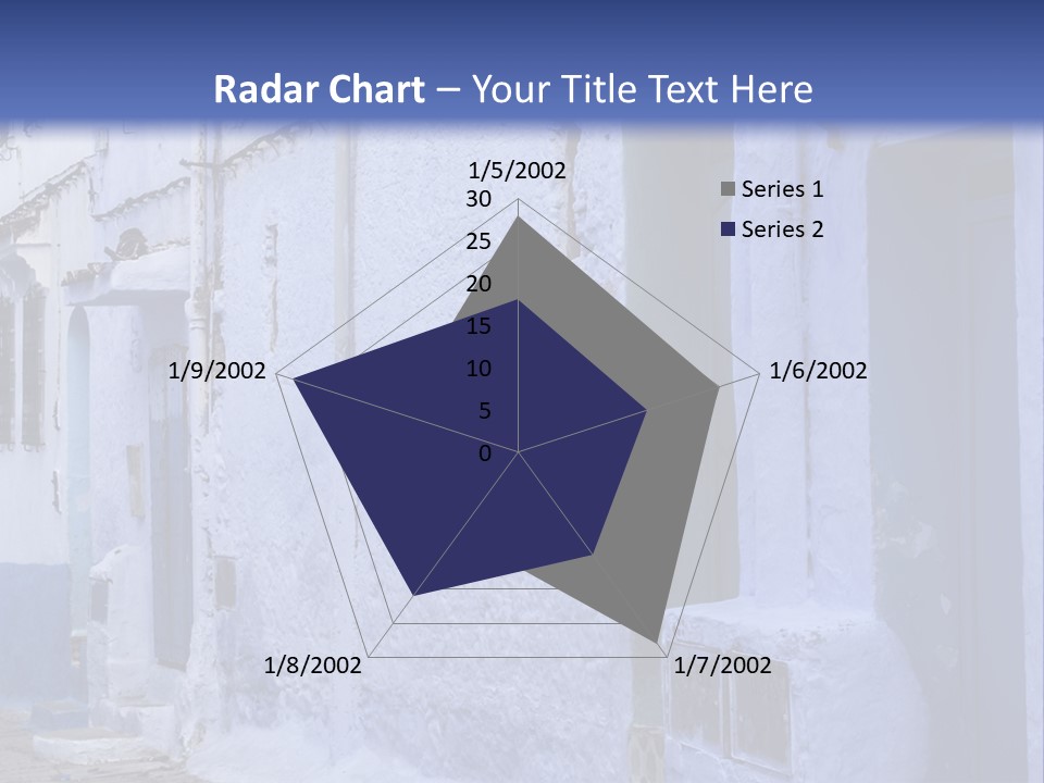 A Blue Building With A Clock On The Side Of It PowerPoint Template