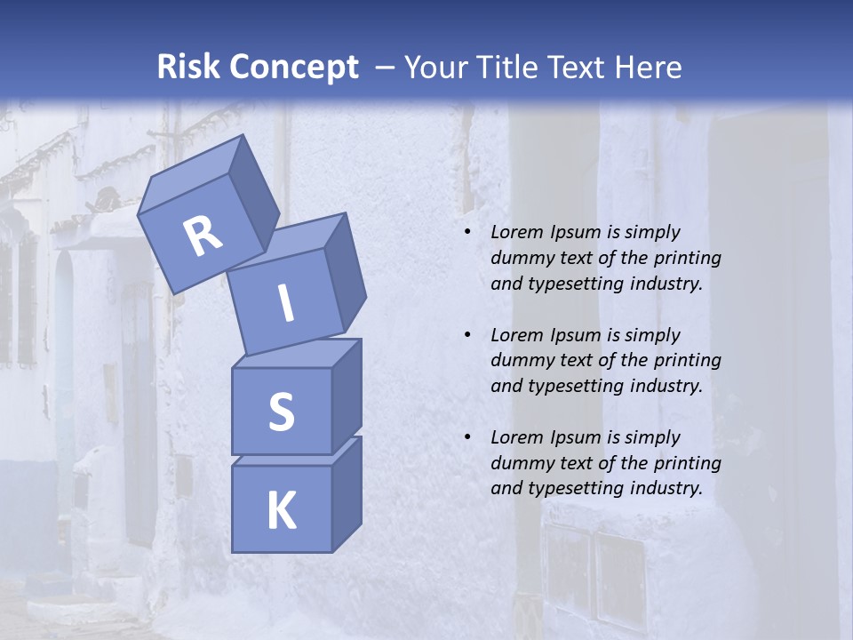 A Blue Building With A Clock On The Side Of It PowerPoint Template