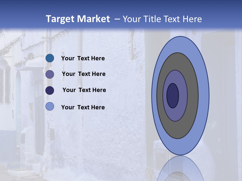 A Blue Building With A Clock On The Side Of It PowerPoint Template