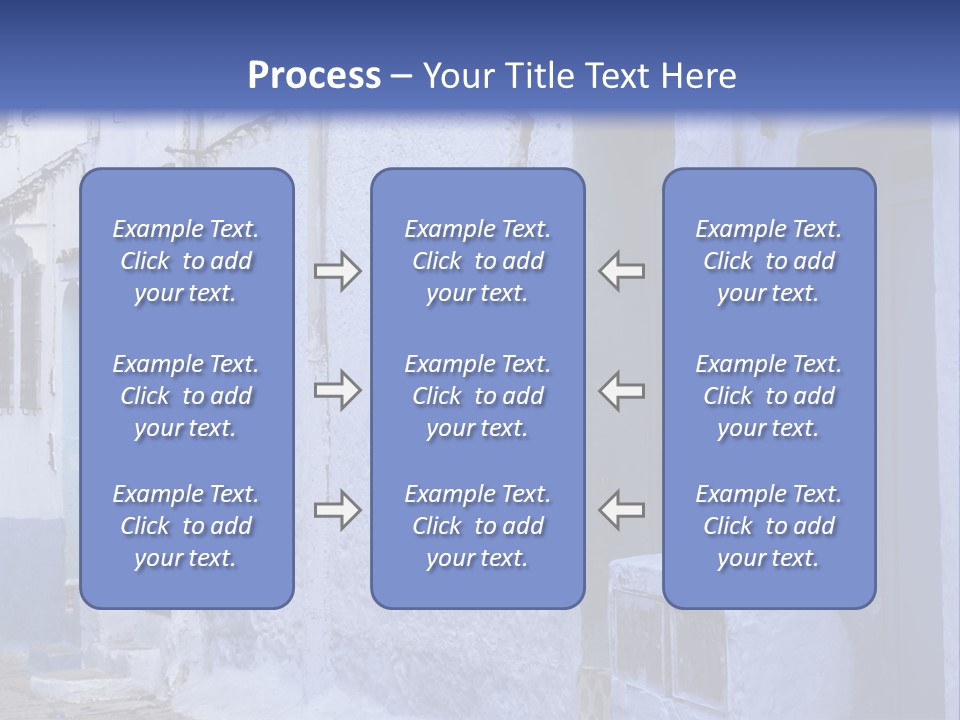 A Blue Building With A Clock On The Side Of It PowerPoint Template