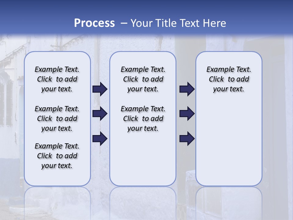 A Blue Building With A Clock On The Side Of It PowerPoint Template
