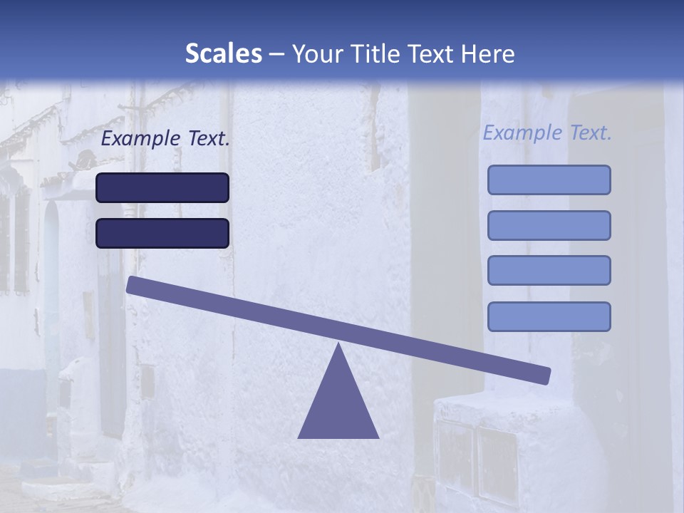 A Blue Building With A Clock On The Side Of It PowerPoint Template