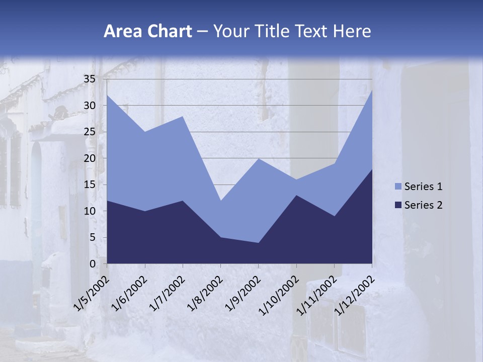 A Blue Building With A Clock On The Side Of It PowerPoint Template
