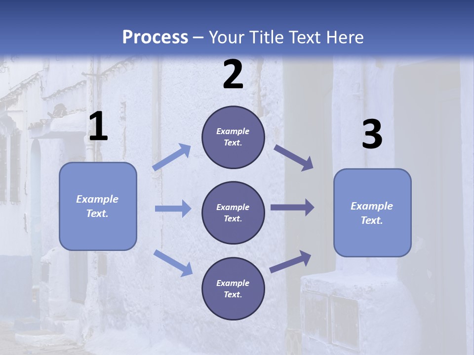 A Blue Building With A Clock On The Side Of It PowerPoint Template