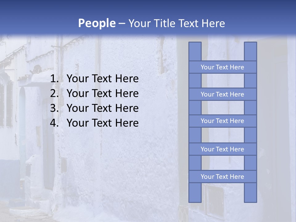 A Blue Building With A Clock On The Side Of It PowerPoint Template