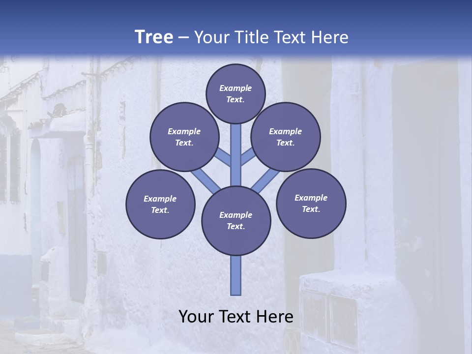 A Blue Building With A Clock On The Side Of It PowerPoint Template