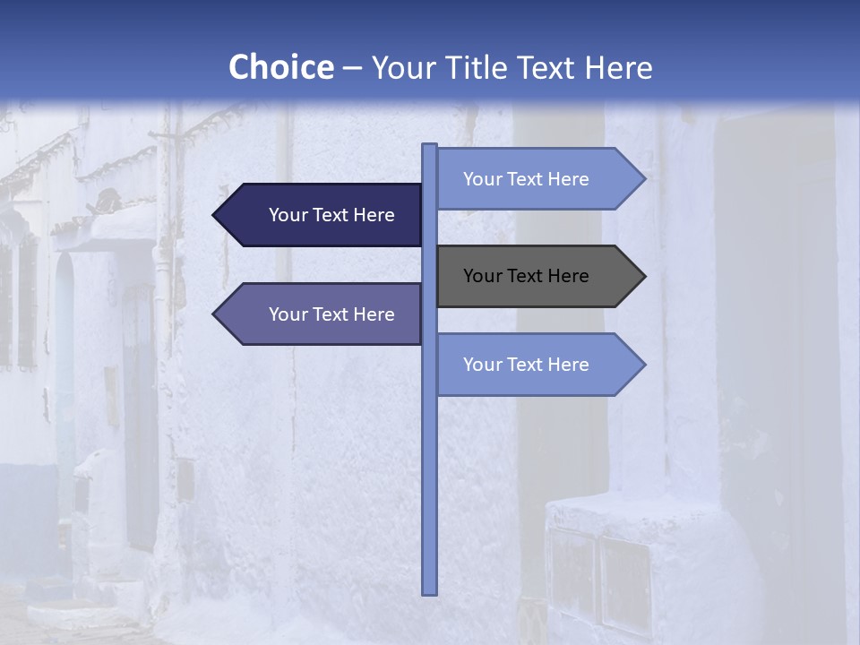 A Blue Building With A Clock On The Side Of It PowerPoint Template