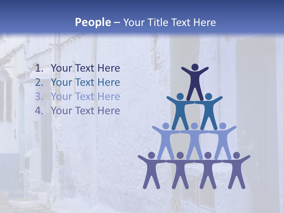 A Blue Building With A Clock On The Side Of It PowerPoint Template