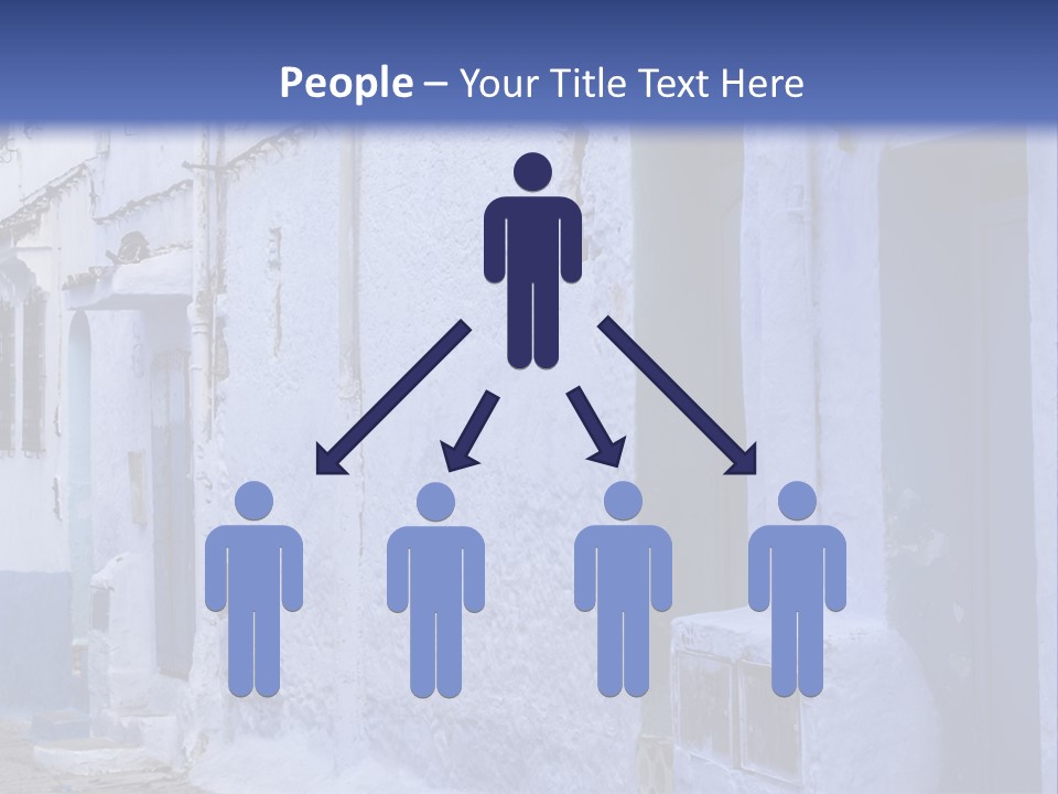 A Blue Building With A Clock On The Side Of It PowerPoint Template