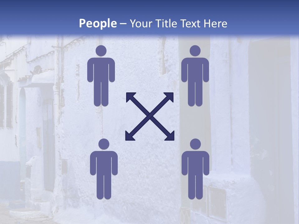 A Blue Building With A Clock On The Side Of It PowerPoint Template