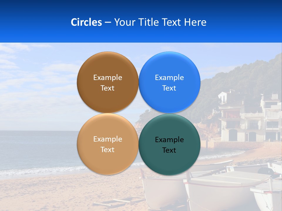 Two Boats On The Beach With A House In The Background PowerPoint Template