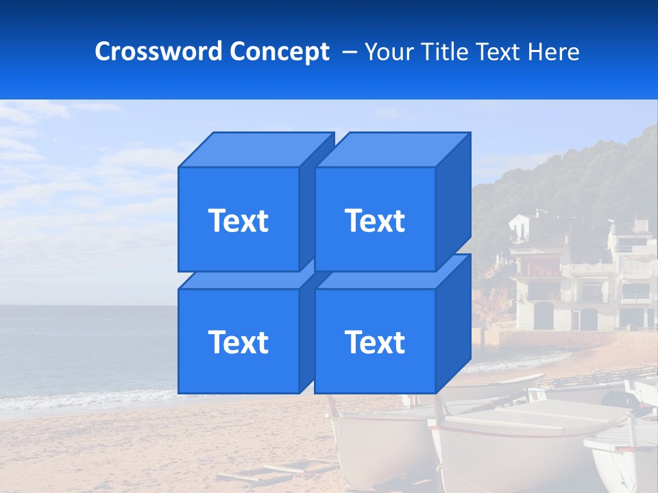 Two Boats On The Beach With A House In The Background PowerPoint Template