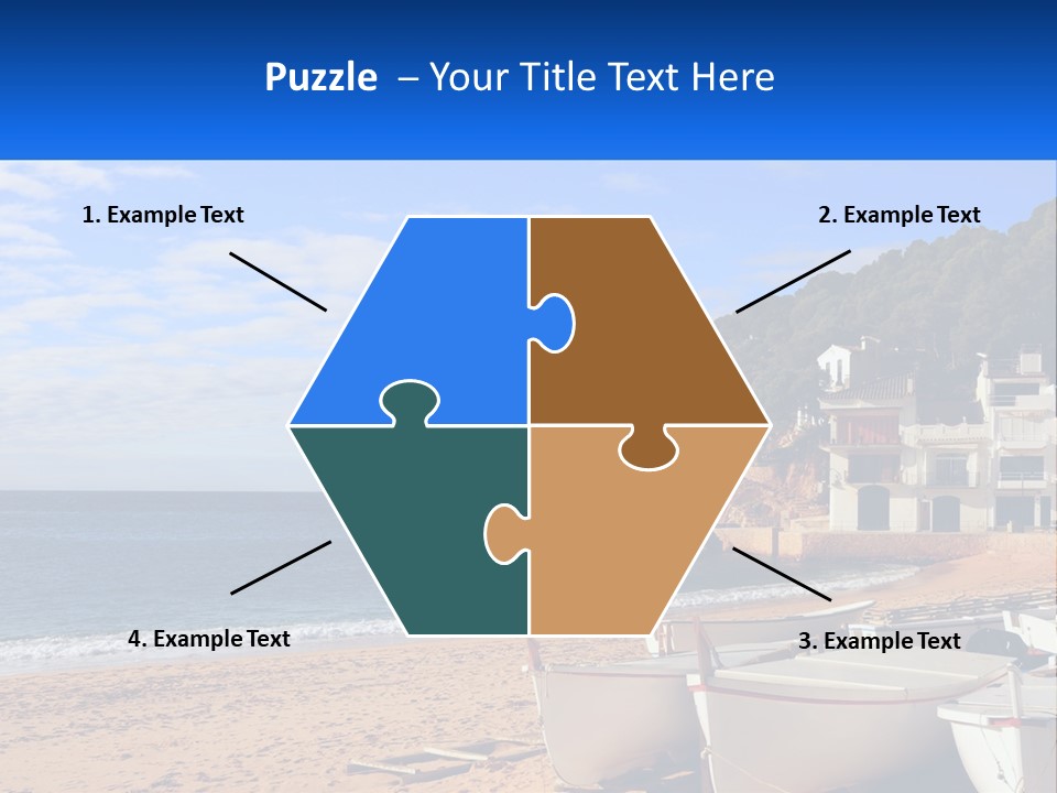 Two Boats On The Beach With A House In The Background PowerPoint Template