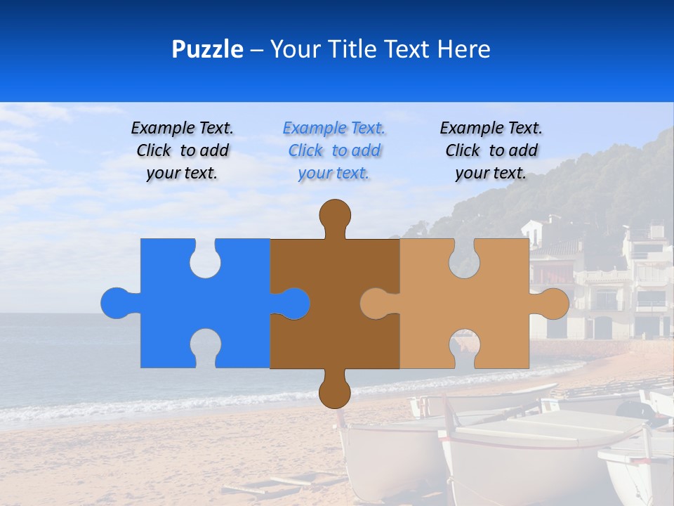 Two Boats On The Beach With A House In The Background PowerPoint Template