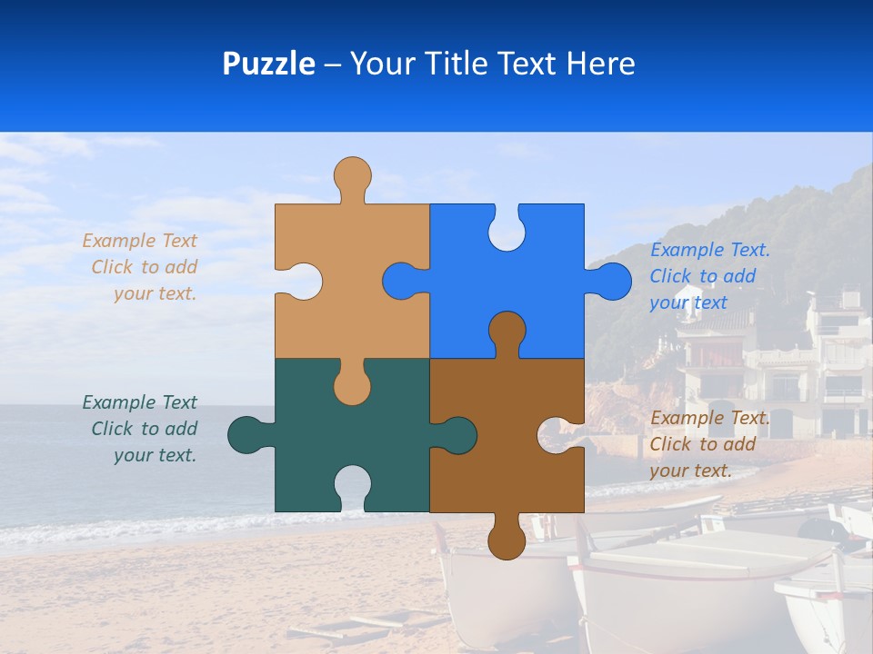 Two Boats On The Beach With A House In The Background PowerPoint Template