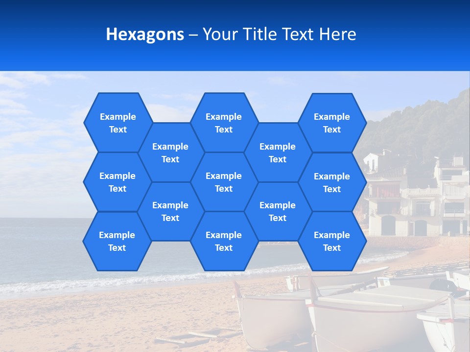 Two Boats On The Beach With A House In The Background PowerPoint Template