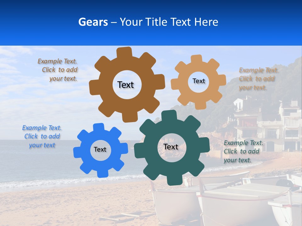 Two Boats On The Beach With A House In The Background PowerPoint Template