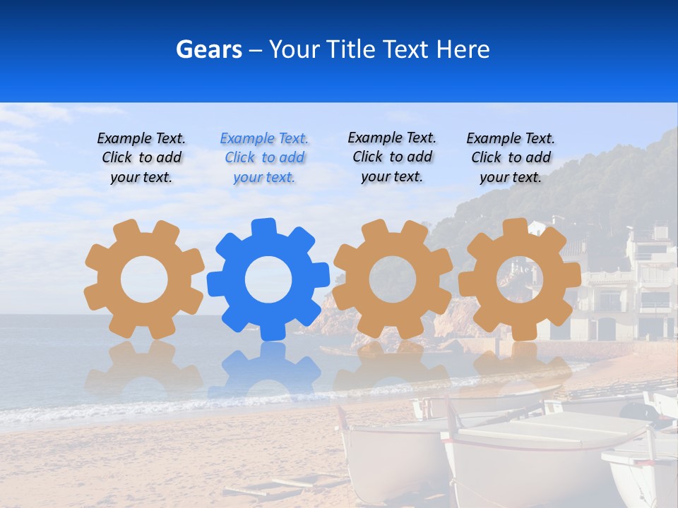 Two Boats On The Beach With A House In The Background PowerPoint Template