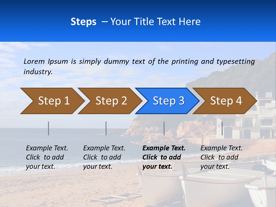 Two Boats On The Beach With A House In The Background PowerPoint Template