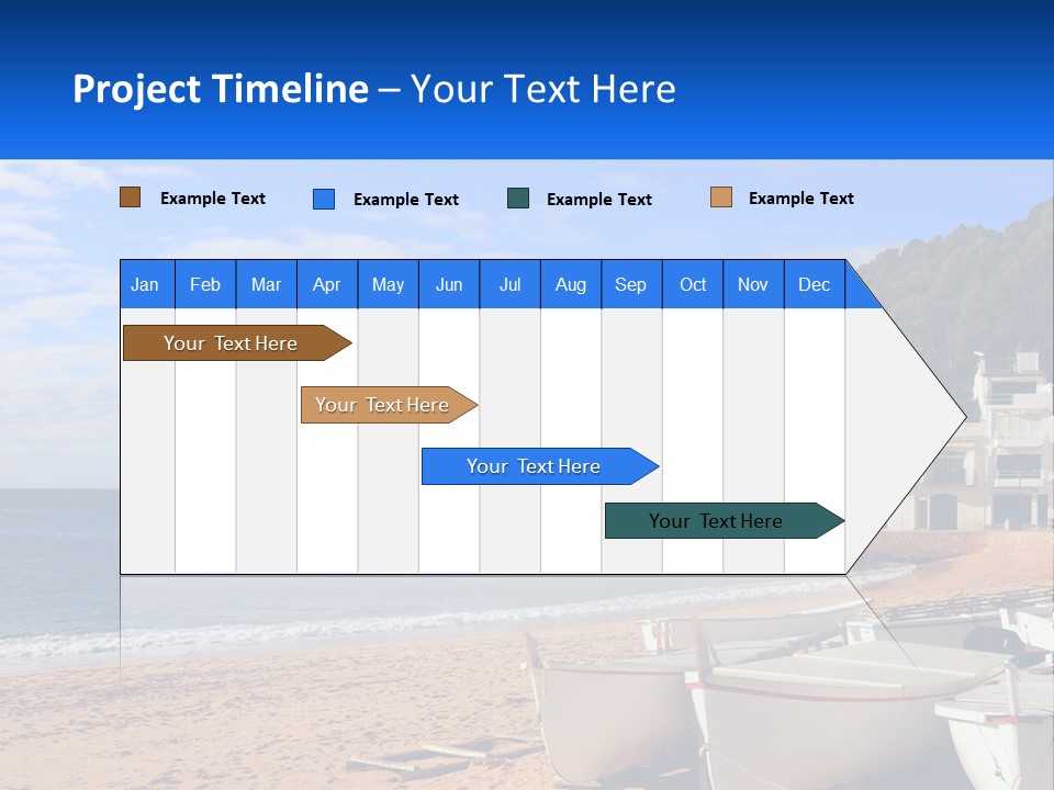 Two Boats On The Beach With A House In The Background PowerPoint Template