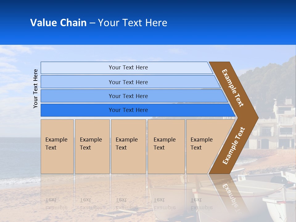 Two Boats On The Beach With A House In The Background PowerPoint Template