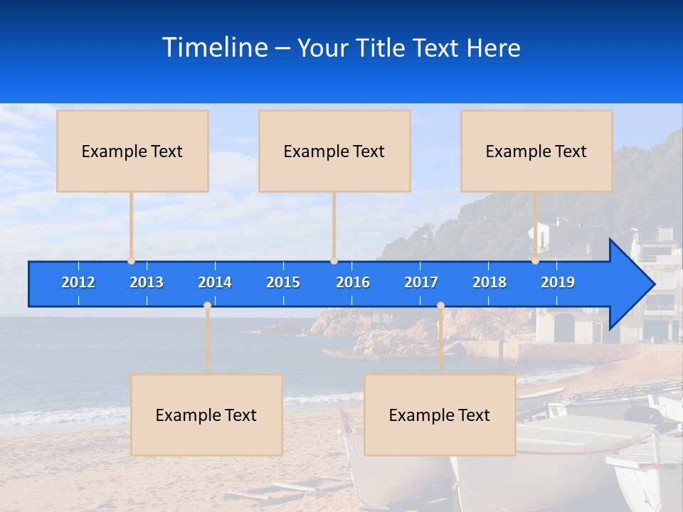 Two Boats On The Beach With A House In The Background PowerPoint Template
