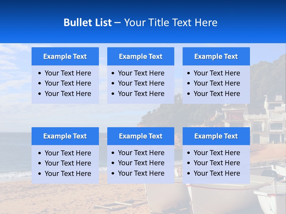 Two Boats On The Beach With A House In The Background PowerPoint Template