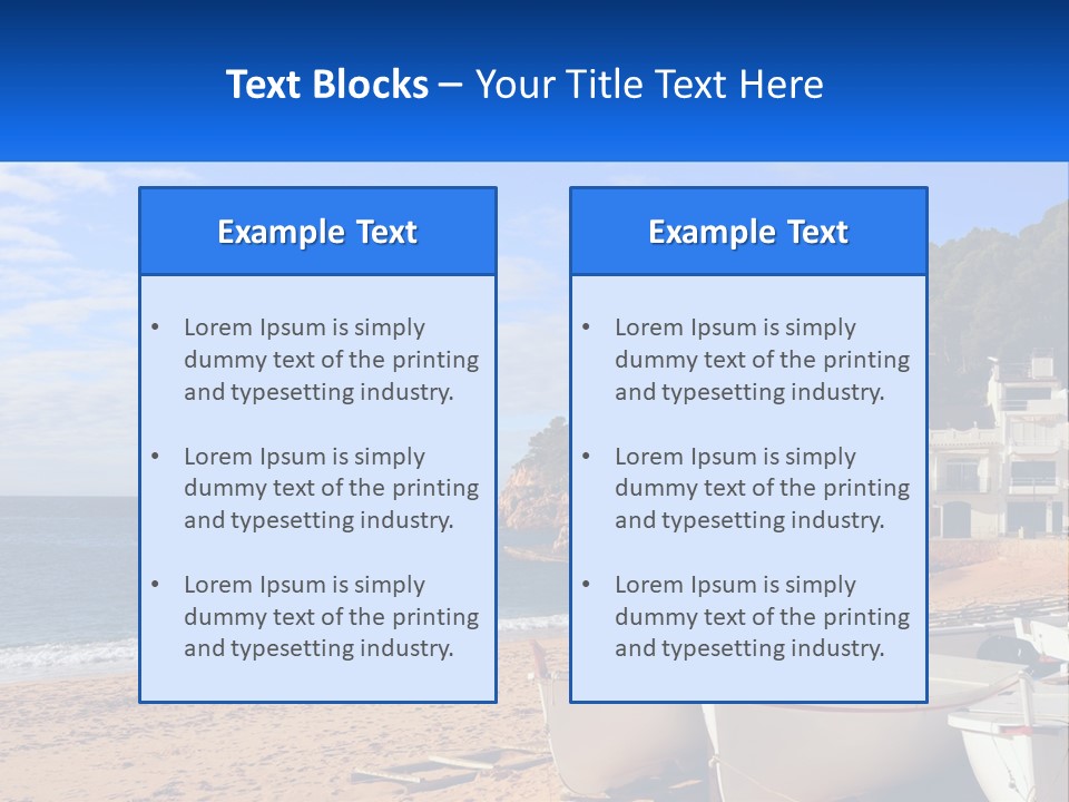 Two Boats On The Beach With A House In The Background PowerPoint Template