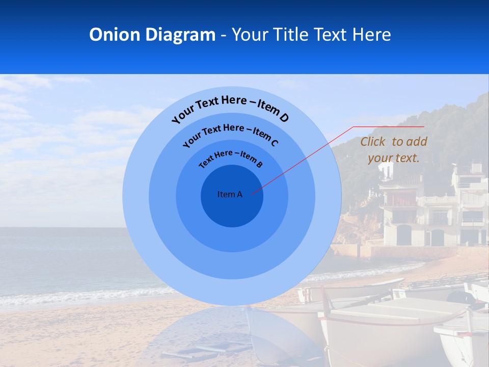 Two Boats On The Beach With A House In The Background PowerPoint Template