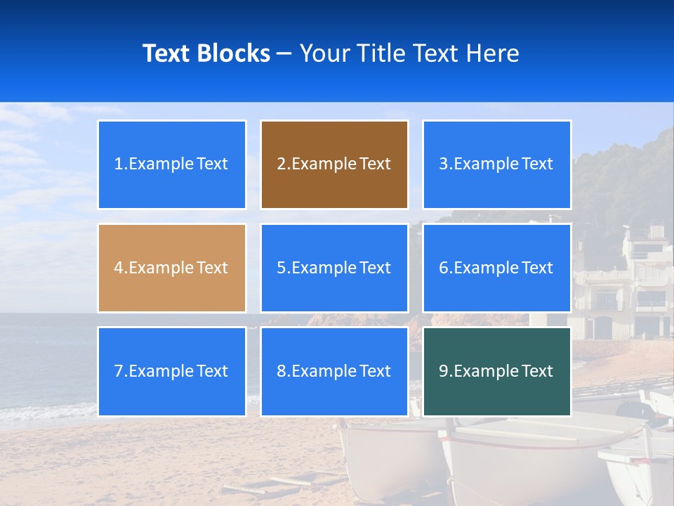 Two Boats On The Beach With A House In The Background PowerPoint Template