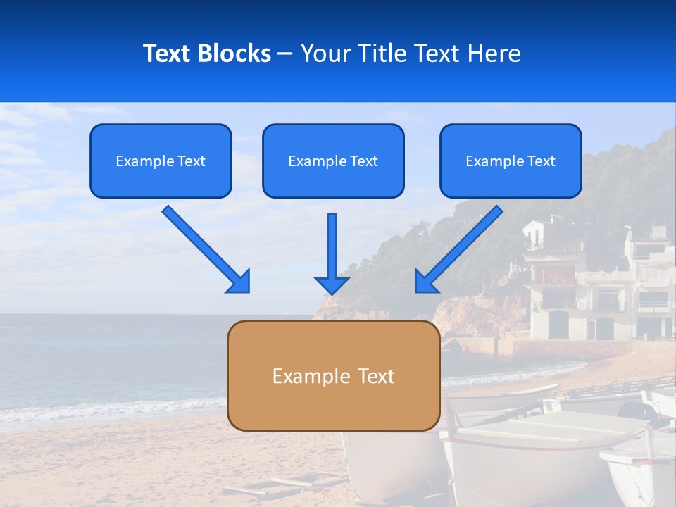 Two Boats On The Beach With A House In The Background PowerPoint Template