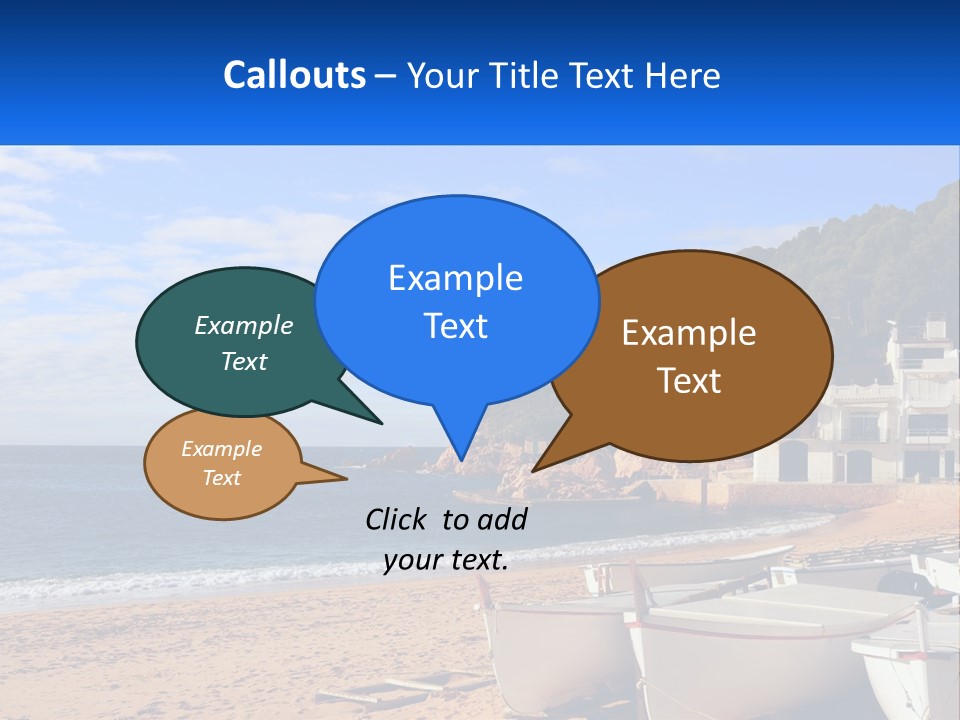 Two Boats On The Beach With A House In The Background PowerPoint Template