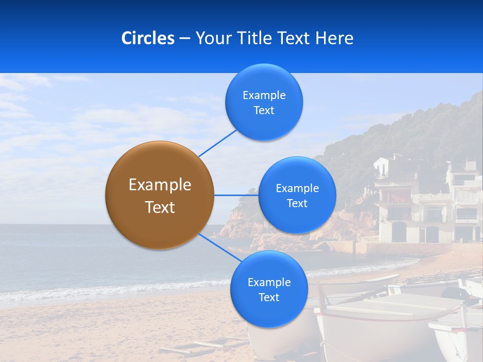 Two Boats On The Beach With A House In The Background PowerPoint Template